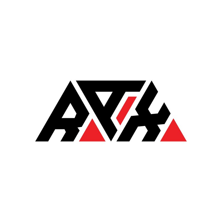 Vector diseño de logotipo de letra triangular con forma de triángulo rax diseño de logotipo triangular monograma rax triángulo vectorial plantilla de logotipo con color rojo rax logo triangular sencillo elegante y lujoso logotipo rax