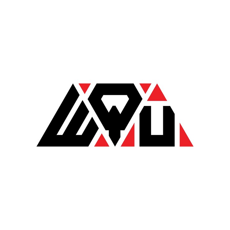 Vector diseño de logotipo de letra triangular con forma de triángulo wqu diseño de logotipo triangular monograma wqu triángulo vectorial plantilla de logotipo con color rojo wqu logo triangular sencillo elegante y lujoso logotipo wqu