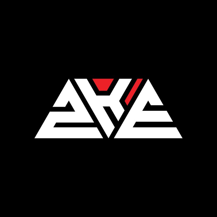 Vector diseño de logotipo de letra triangular con forma de triángulo zke diseño de logotipo triangular monograma zke triángulo vectorial plantilla de logotipo con color rojo zke logo triangular sencillo elegante y lujoso logotipo zke