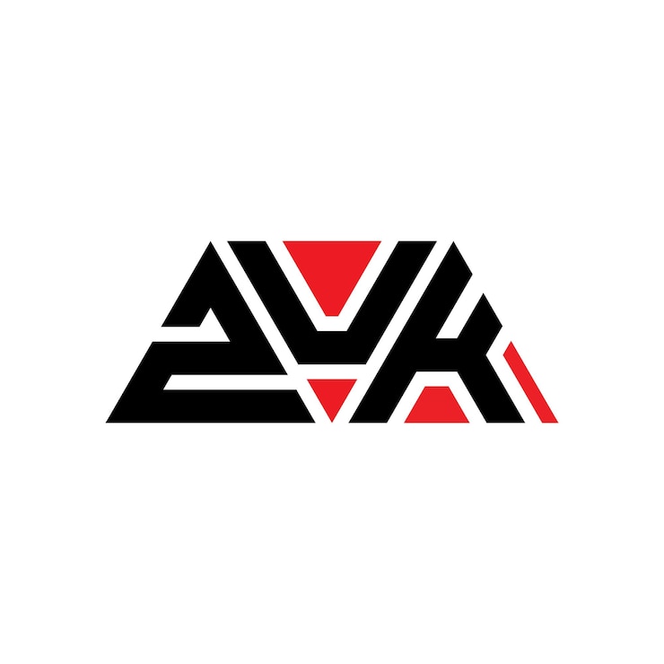 Vector diseño de logotipo de letra triangular con forma de triángulo zuk diseño de logotipo triangular monograma zuk triángulo vector logotipo plantilla con color rojo zuk logo triangular sencillo elegante y lujoso logotipo zuk