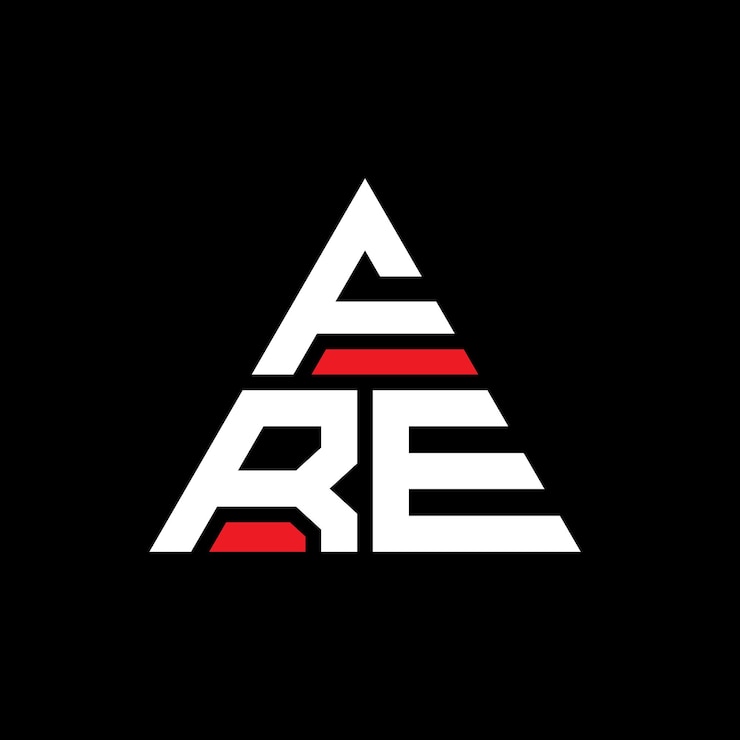 Vector diseño de logotipo de letra triangular fre con forma de triángulo fre diseño de logotipo triangular monograma fre plantilla de logotipo vectorial triangular con color rojo fre logotipo triangle sencillo elegante y lujoso