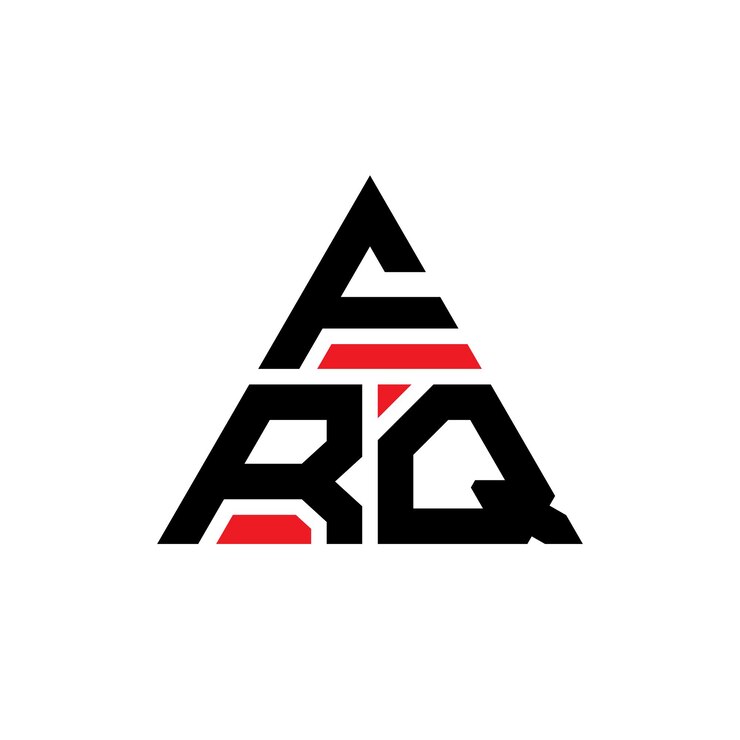Vector diseño de logotipo de letra triangular frq con forma de triángulo diseño de logotipo triángulo frq monograma plantilla de logotipo vectorial triángulo rfq con color rojo logotipo triangular simple elegante y lujoso