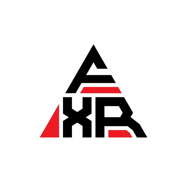 Vector diseño de logotipo de letra triangular fxr con forma de triángulo diseño de logotipo triangular monograma estampa de logotipo vectorial triángulo fxr con color rojo logotipio triangular de fxr simple elegante y lujoso