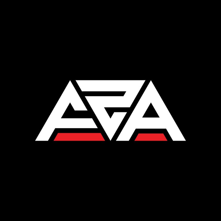 Vector diseño de logotipo de letra triangular fza con forma de triángulo fza diseño de logotipo triangular monograma fza triángulo vectorial plantilla de logotipo con color rojo fza logotipo triangle sencillo elegante y lujoso logotipo fza