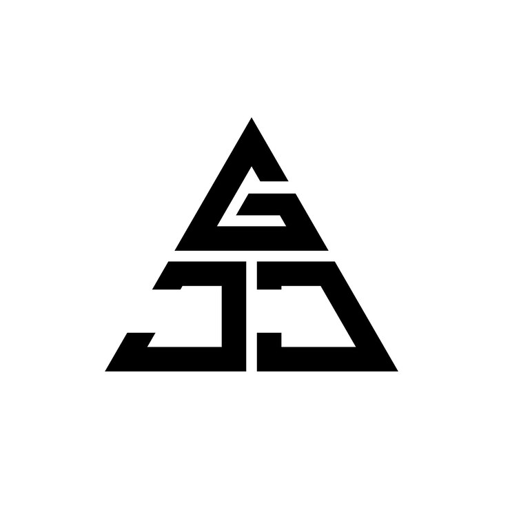 Vector diseño de logotipo de letra triangular gjj con forma de triángulo gjj diseño de logotipo triangular monograma gjj triángulo vectorial plantilla de logotipo con color rojo gjj logo triangular sencillo elegante y lujoso logotipo