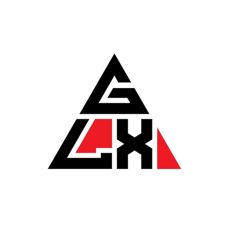 Vector diseño de logotipo de letra triangular glx con forma de triángulo glx diseño de logotipo triangular monograma glx triángulo vectorial plantilla de logotipo con color rojo glx logotipo triangular simple elegante y lujoso