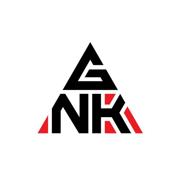 Diseño de logotipo de letra triangular GNK con forma de triángulo GNK diseño de logotipo triangular monograma GNK triángulo vectorial plantilla de logotipo con color rojo GNK logotipia triangular sencilla elegante y lujosa