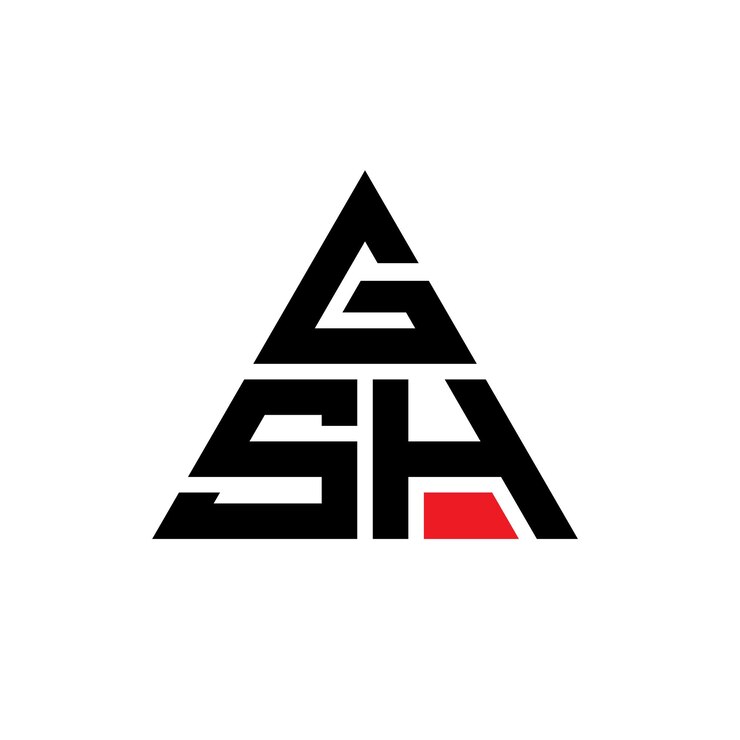 Vector diseño de logotipo de letra triangular gsh con forma de triángulo diseño de logotipo triangular monograma modelo de logotipo vectorial triángulo gsh con color rojo logotipo triangle gsh sencillo elegante y lujoso
