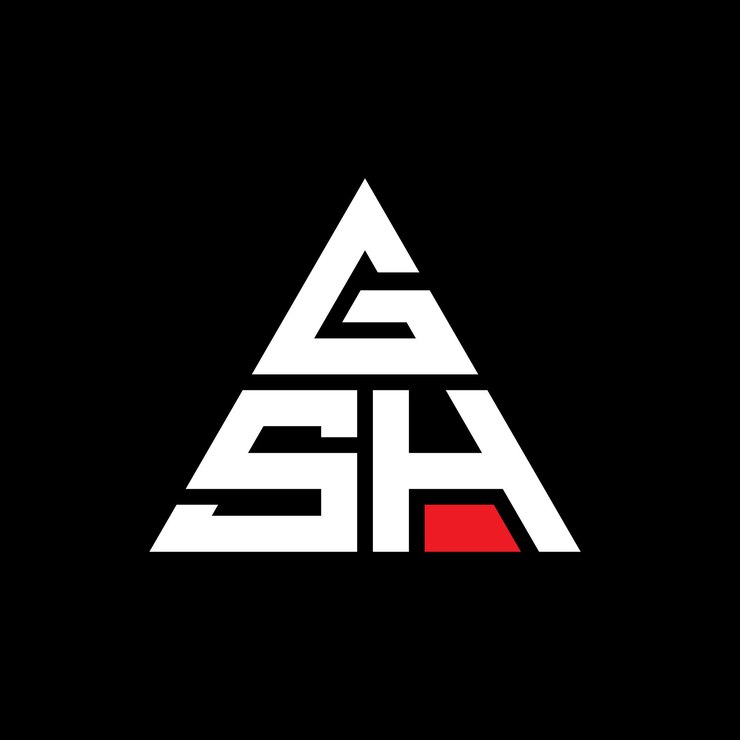 Vector diseño de logotipo de letra triangular gsh con forma de triángulo diseño de logotipo triangular monograma modelo de logotipo vectorial triángulo gsh con color rojo logotipo triangle gsh sencillo elegante y lujoso