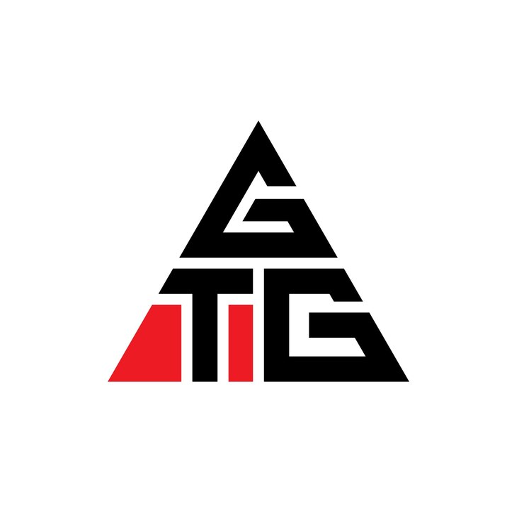 Vector diseño de logotipo de letra triangular gtg con forma de triángulo diseño de logotipo triangular monograma gtg triángulo vectorial plantilla de logotipo con color rojo gtg logo triangular sencillo elegante y lujoso