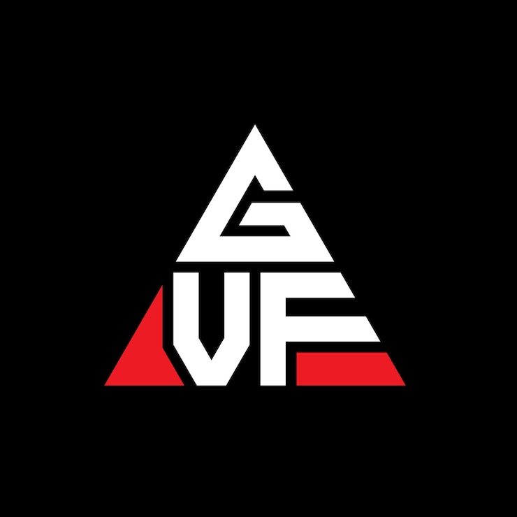 Vector diseño de logotipo de letra triangular gvf con forma de triángulo gvf diseño de logotipo triangular monograma gvf triángulo vectorial plantilla de logotipo con color rojo gvf logo triangular sencillo elegante y lujoso logotipo