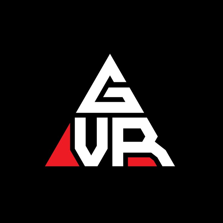 Vector diseño de logotipo de letra triangular gvr con forma de triángulo gvr diseño de logotipo triangular monograma gvr triángulo vectorial plantilla de logotipo con color rojo gvr logo triangular sencillo elegante y lujoso