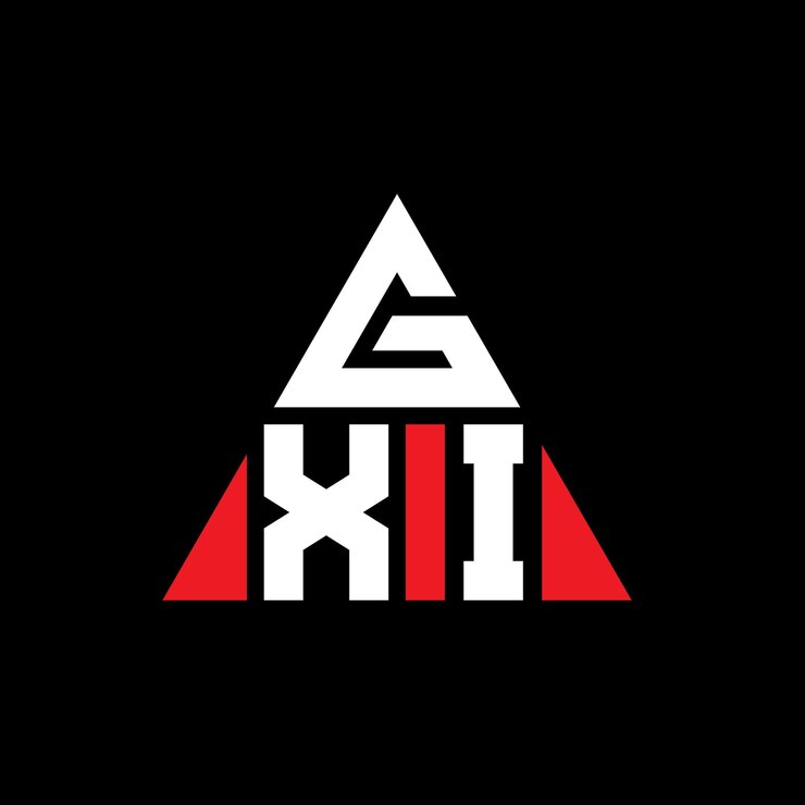 Vector diseño de logotipo de letra triangular gxi con forma de triángulo diseño de logotipo triángulo gxi monograma plantilla de logotipo vectorial triángulo gxi con color rojo logotipo triangular gxi sencillo logotipo elegante y lujoso