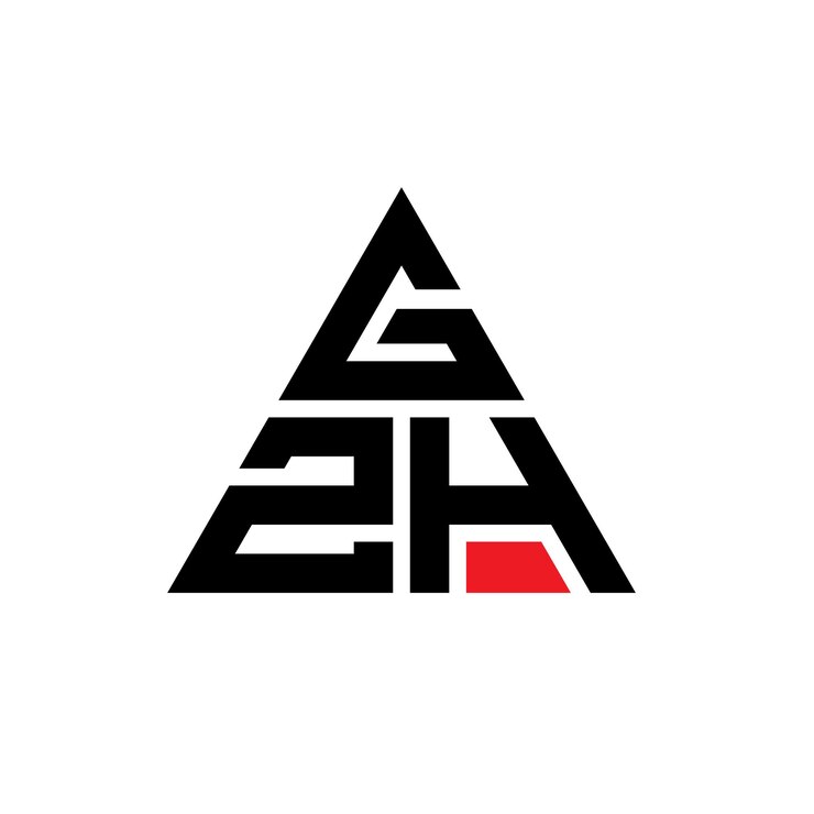 Vector diseño de logotipo de letra triangular gzh con forma de triángulo diseño de logotipo triángulo gzh monograma gzh triángulo vectorial plantilla de logotipo con color rojo gzh logotipo triangular sencillo elegante y lujoso logotipo
