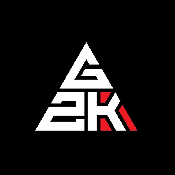 Vector diseño del logotipo de la letra triangular gzk con forma de triángulo diseño del logotipo del triángulo gzk monograma gzk triángulo vector plantilla del logotipo con color rojo gzk logotipo triangular simple elegante y lujoso logotipo