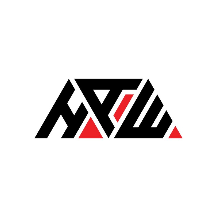 Vector diseño de logotipo de letra triangular haw con forma de triángulo diseño de diseño de logotipo triangular monograma haw triángulo vectorial plantilla de logotipo con color rojo logo triangular simple elegante y lujoso logo haw