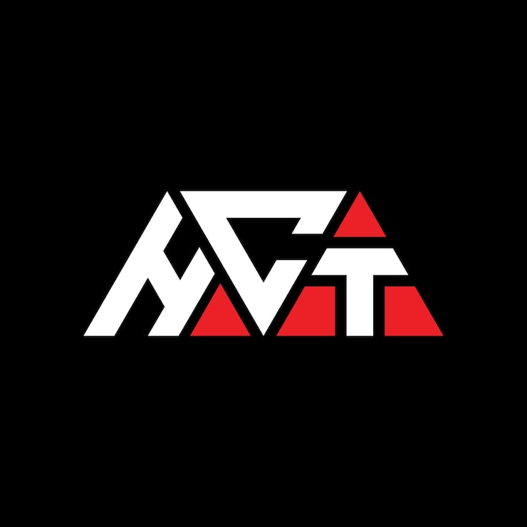 Vector diseño de logotipo de letra triangular hct con forma de triángulo hct diseño de logotipo triangular monograma hct triángulo vectorial plantilla de logotipo con color rojo hct logo triangular sencillo elegante y lujoso logotipo hct