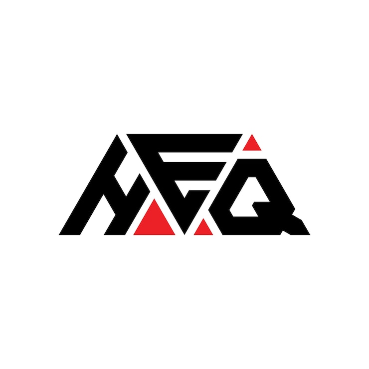 Vector diseño de logotipo de letra triangular heq con forma de triángulo diseño de logotipo triángulo heq monograma plantilla de logotipo vectorial triángulo herq con color rojo logotipo triangular herq simple elegante y lujoso logotipo herq