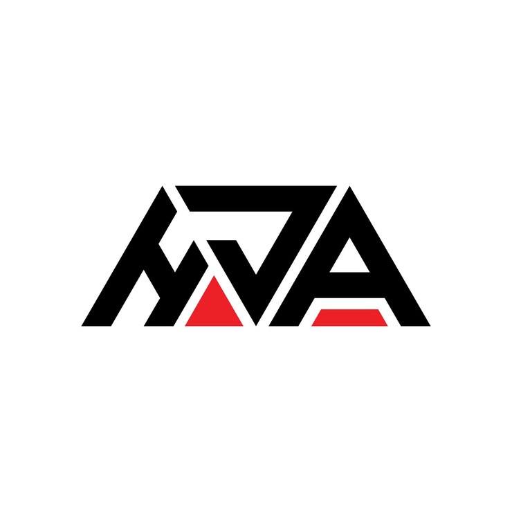 Vector diseño de logotipo de letra triangular hja con forma de triángulo hja diseño de logotipo triangular monograma hja triángulo vectorial plantilla de logotipo con color rojo hja logo triangular sencillo elegante y lujoso logotipo hja