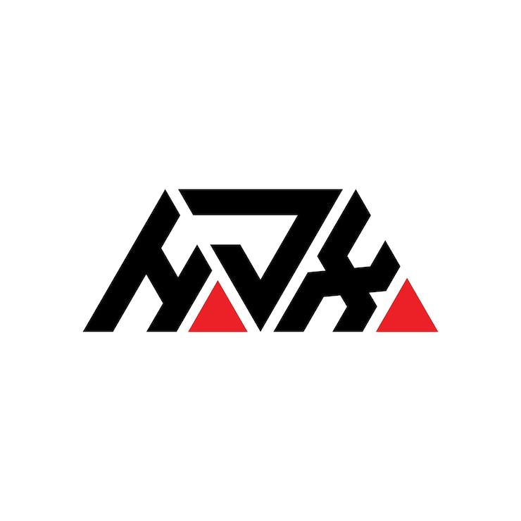 Vector diseño de logotipo de letra triangular hjx con forma de triángulo diseño del logotipo triangular monograma hjx triángulo vectorial plantilla de logotipo con color rojo logo triangular simple elegante y lujoso logotipo hjx