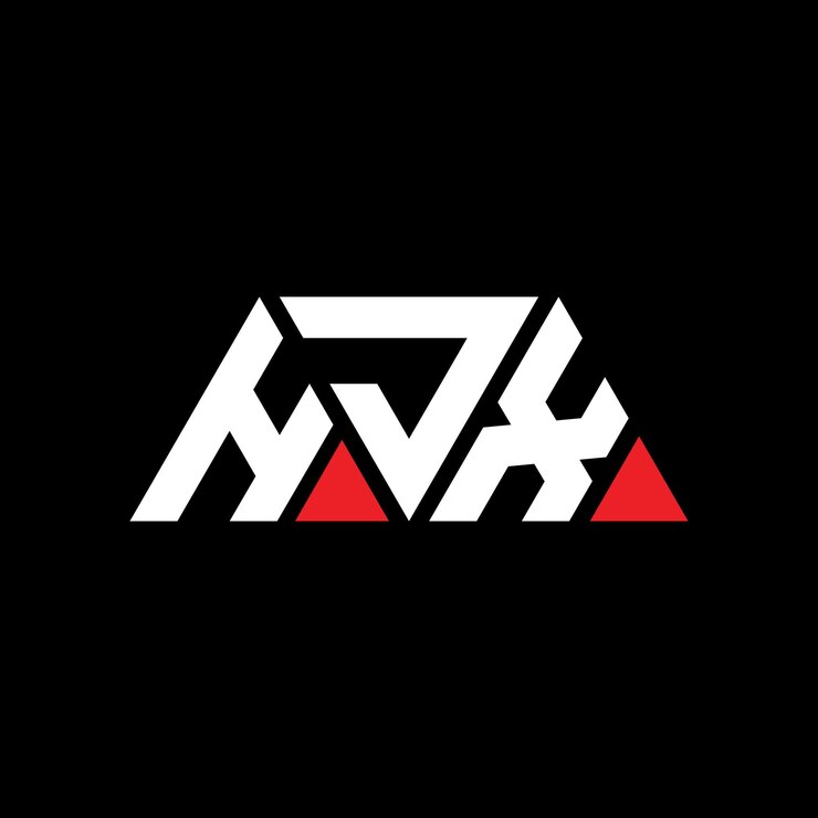 Vector diseño de logotipo de letra triangular hjx con forma de triángulo diseño del logotipo triangular monograma hjx triángulo vectorial plantilla de logotipo con color rojo logo triangular simple elegante y lujoso logotipo hjx