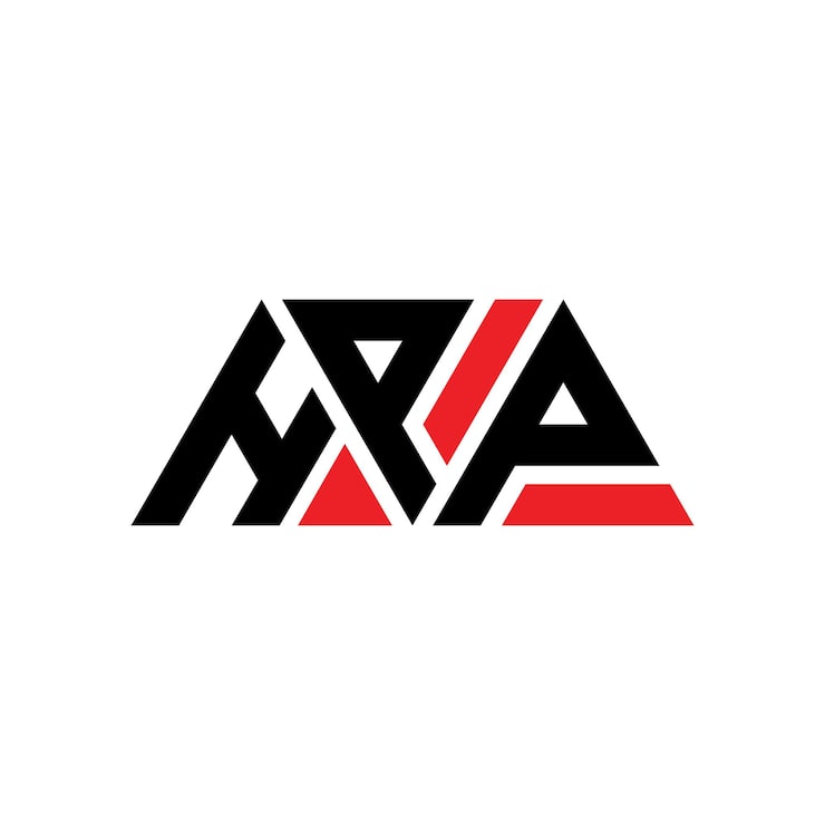 Vector diseño de logotipo de letra triangular de hpp con forma de triángulo diseño del logotipo triangular hpp con monograma estampa de logotipo vectorial triangular hpp con color rojo logotipo triangulares hpp simple elegante y lujoso logotipo hpp