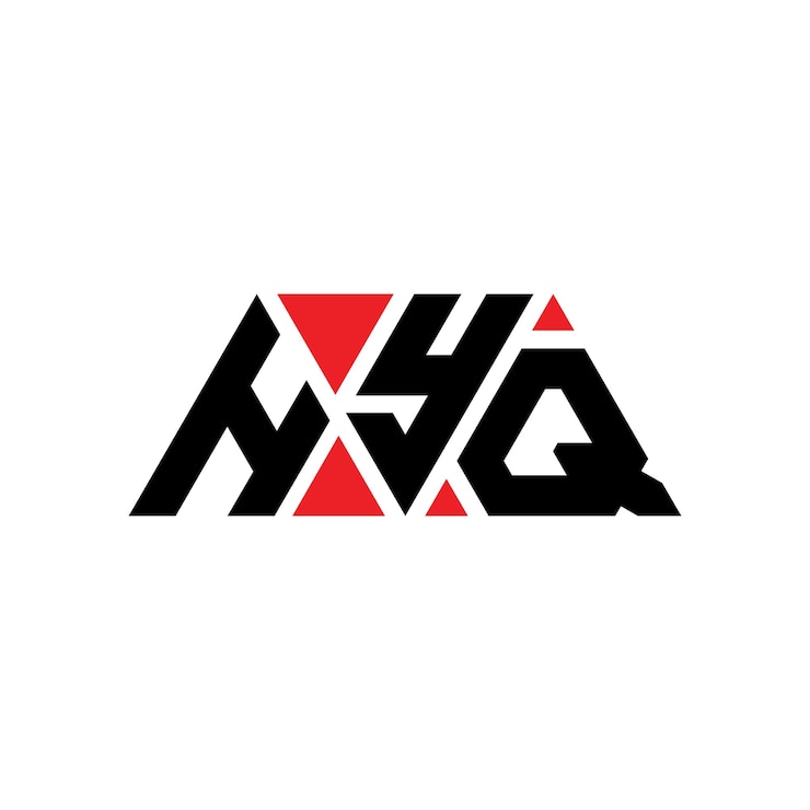 Vector diseño de logotipo de letra triangular hyq con forma de triángulo diseño del logotipo triangular monograma hyq triángulo vectorial plantilla de logotipo con color rojo logo triangular simple elegante y lujoso logotipo hyq