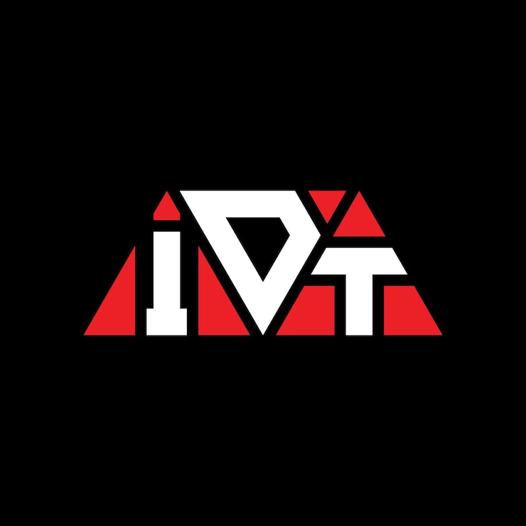 Vector diseño de logotipo de letra triangular idt con forma de triángulo idt diseño de logotipo triangular monograma idt modelo de logotipo vectorial triangular con color rojo idt logotipo triangular simple elegante y lujoso idt