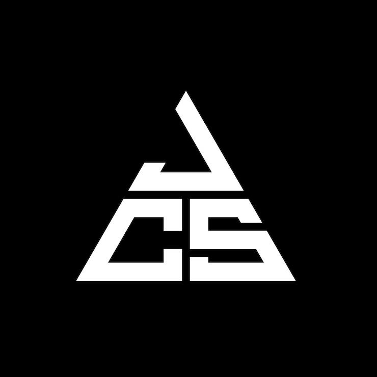 Vector diseño de logotipo de letra triangular jcs con forma de triángulo jcs diseño de logotipo triangular monograma jcs triángulo vectorial plantilla de logotipo con color rojo jcs logotipia triangular simple elegante y lujoso logotipo
