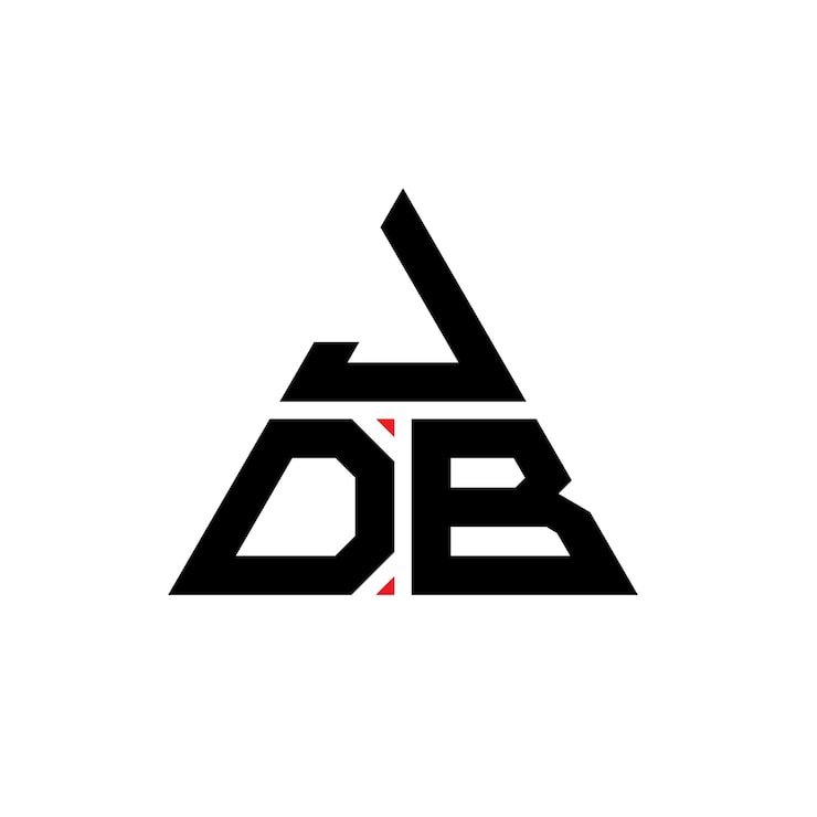 Vector diseño de logotipo de letra triangular jdb con forma de triángulo jdb diseño de logotipo triangular monograma jdb modelo de logotipo vectorial triangular con color rojo jdb logotipo triangular simple elegante y lujoso logotipo