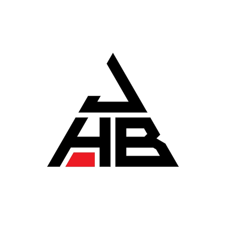 Vector diseño de logotipo de letra triangular jhb con forma de triángulo jhb diseño de logotipo triangular monograma jhb triángulo vectorial plantilla de logotipo con color rojo jhb logo triangular sencillo elegante y lujoso logotipo