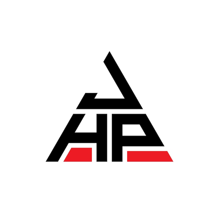 Vector diseño de logotipo de letra triangular jhp con forma de triángulo jhp diseño de logotipo triangular monograma jhp modelo de logotipo vectorial triangular con color rojo jhp logotipo triangular simple elegante y lujoso logotipo