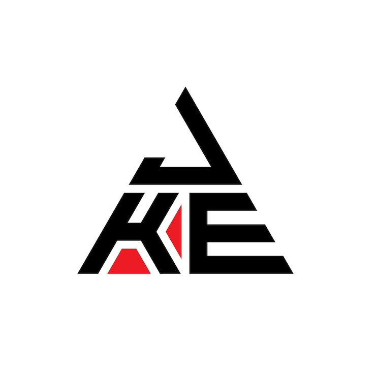 Vector diseño de logotipo de letra triangular jke con forma de triángulo jke diseño de logotipo triangular monograma jke plantilla de logotipo vectorial triangular con color rojo jke logotipo triangular simple elegante y lujoso logotipo