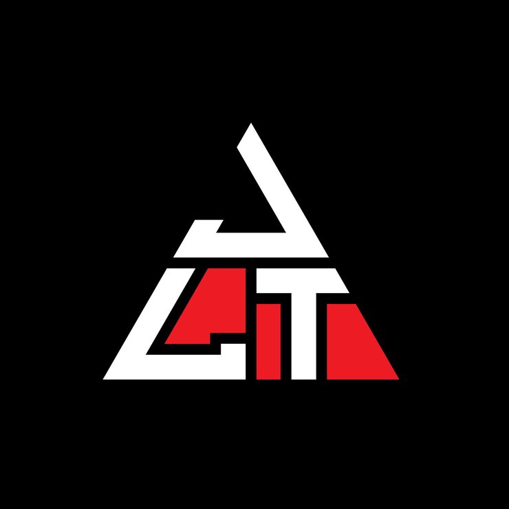 Vector diseño de logotipo de letra triangular jlt con forma de triángulo jlt diseño de logotipo triangular monograma jlt triángulo vectorial plantilla de logotipo con color rojo jlt logotipia triangular sencilla elegante y lujosa