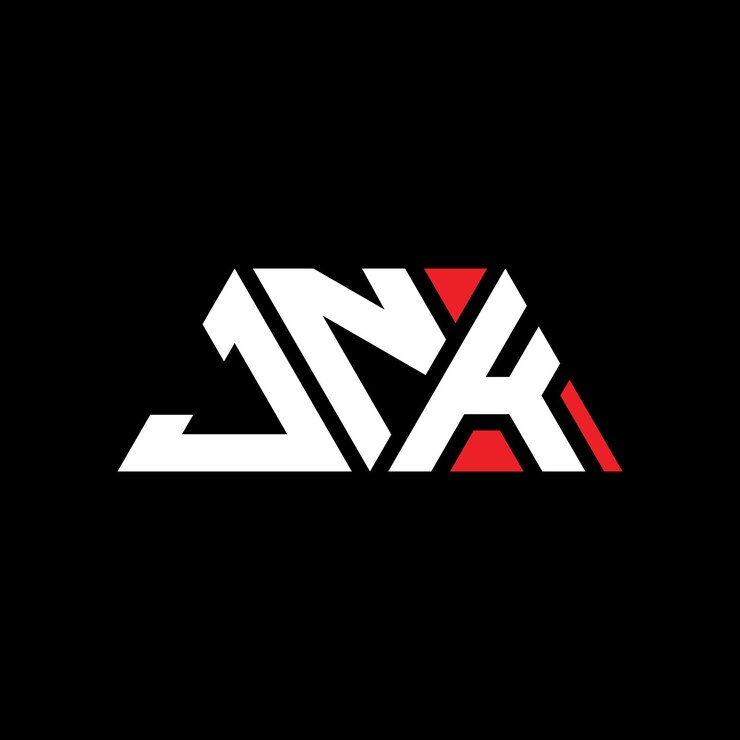 Vector diseño de logotipo de letra triangular jnk con forma de triángulo jnk diseño de logotipo triangular monograma jnk modelo de logotipo vectorial triangular con color rojo jnk logotipo triangular simple elegante y lujoso logotipo jnk
