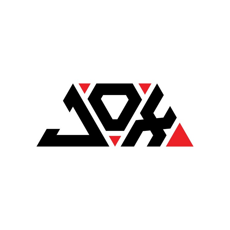 Vector diseño de logotipo de letra triangular jox con forma de triángulo diseño de logotipo triangular monograma jox triángulo vectorial plantilla de logotipo con color rojo jox logo triangular sencillo elegante y lujoso logotipo jox