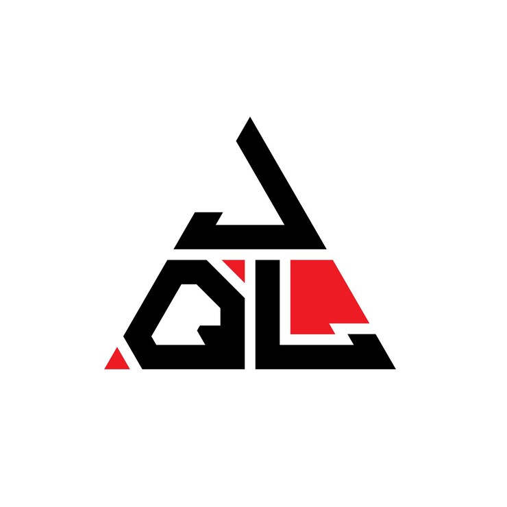 Vector diseño de logotipo de letra triangular jql con forma de triángulo jql diseño de logotipo triangular monograma jql triángulo vectorial plantilla de logotipo con color rojo jql logotipia triangular simple elegante y lujoso logotipo