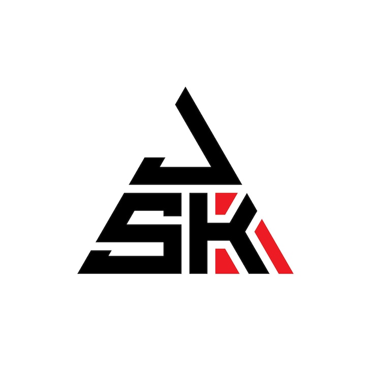 Vector diseño de logotipo de letra triangular jsk con forma de triángulo jsk diseño de logotipo triangular monograma jsk plantilla de logotipo vectorial triángulo con color rojo jsk logotipo triangle sencillo elegante y lujoso