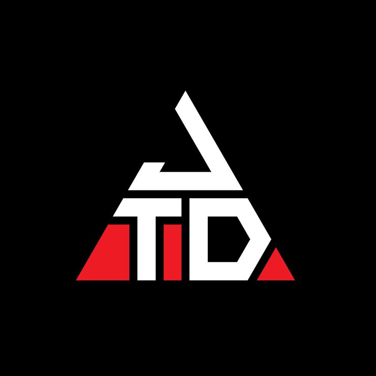 Vector diseño de logotipo de letra triangular jtd con forma de triángulo jtd diseño de logotipo triangular monograma jtd modelo de logotipo vectorial triangular con color rojo jtd logotipo triangular simple elegante y lujoso logotipo
