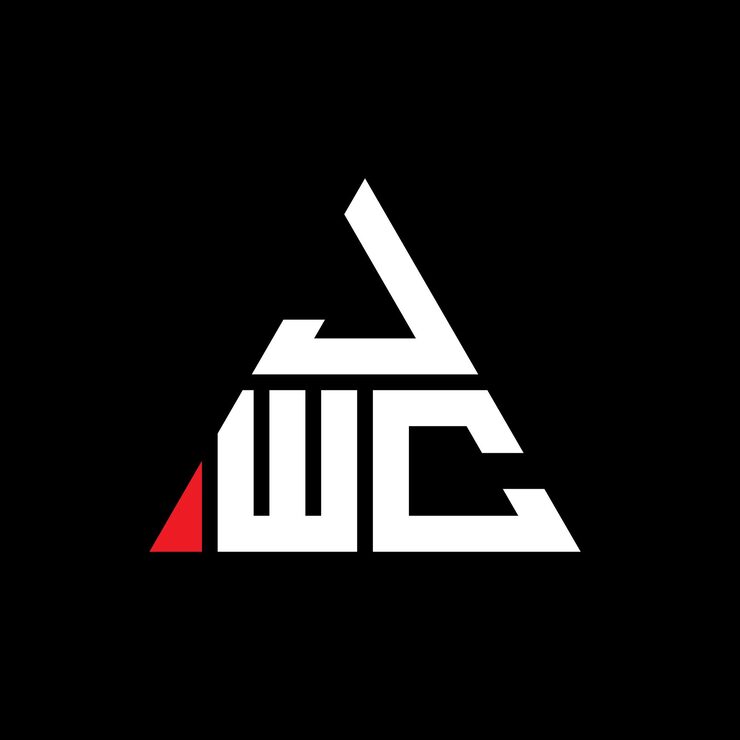Vector diseño de logotipo de letra triangular jwc con forma de triángulo jwc diseño de logotipo triangular monograma jwc modelo de logotipo vectorial triangular con color rojo jwc logotipo triangle sencillo elegante y lujoso