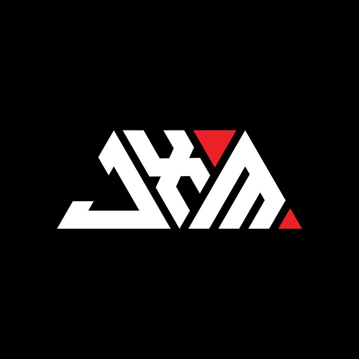Vector diseño de logotipo de letra triangular jxm con forma de triángulo diseño de logotipo de triángulos jxm monograma jxm triángulo vectorial plantilla de logotipo con color rojo logotipo triangular simple elegante y lujoso logotipo jxm
