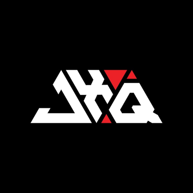 Vector diseño de logotipo de letra triangular jxq con forma de triángulo jxq diseño de logotipo triangular monograma jxq triángulo vectorial plantilla de logotipo con color rojo jxq logotipo triangular simple elegante y lujoso logotipo jxq