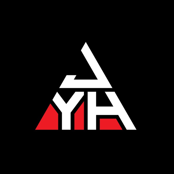 Vector diseño de logotipo de letra triangular de jyh con forma de triángulo diseño del logotipo triangular jyh monograma jyh triángulo vectorial plantilla de logotipo con color rojo logo triangular simple elegante y lujoso
