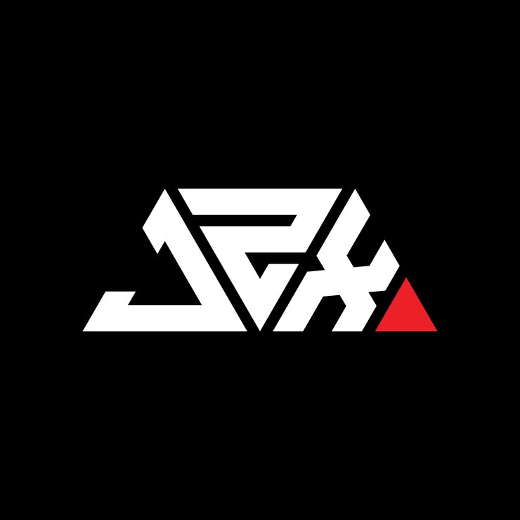Vector diseño de logotipo de letra triangular jzx con forma de triángulo jzx diseño de logotipo triangular monograma jzx triángulo vectorial plantilla de logotipo con color rojo jzx logotipo triangular simple elegante y lujoso logotipo jzx