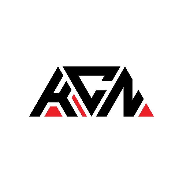 Vector diseño de logotipo de letra triangular kcn con forma de triángulo kcn diseño de logotipo triangular monograma kcn modelo de logotipo vectorial triángulo con color rojo kcn logotipo triangular simple elegante y lujoso logotipo kcn