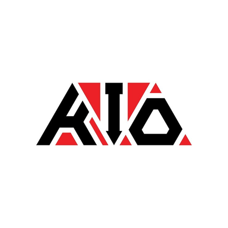 Vector diseño de logotipo de letra triangular kio con forma de triángulo kio diseño de logotipo triangular monograma kio triángulo vector logotipo plantilla con color rojo kio logo triangular sencillo elegante y lujoso logotipo kio