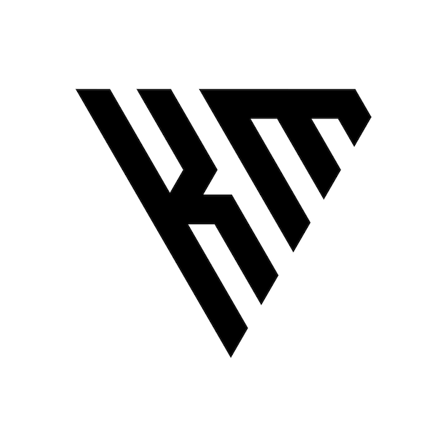 Diseño del logotipo de la letra triangular KM