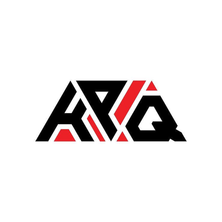 Vector diseño de logotipo de letra triangular kpq con forma de triángulo diseño de logotipo triangular monograma kpq triángulo vectorial plantilla de logotipo con color rojo kpq logotipo triangular simple elegante y lujoso logotipo kpq