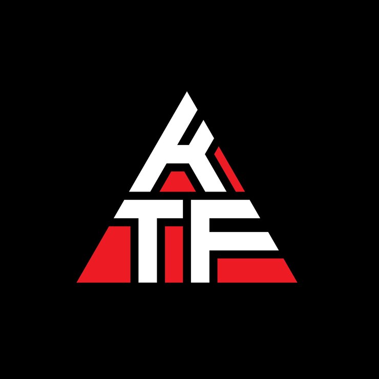 Vector diseño de logotipo de letra triangular ktf con forma de triángulo ktf diseño de logotipo triangular monograma ktf triángulo vectorial plantilla de logotipo con color rojo ktf logotipía triangular simple elegante y lujoso