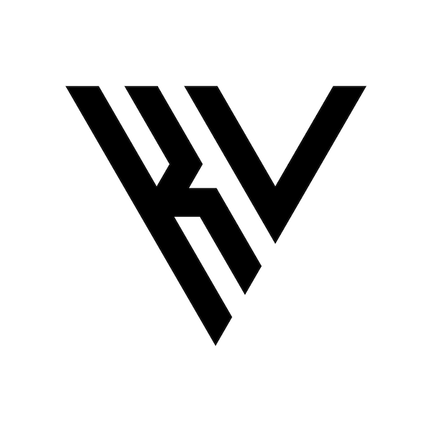 Diseño del logotipo de la letra triangular KV